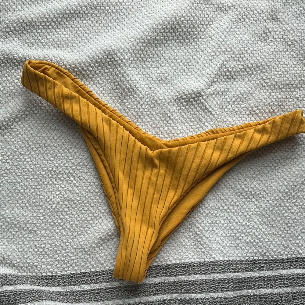 Yellow Ribbed Bikini Bottom